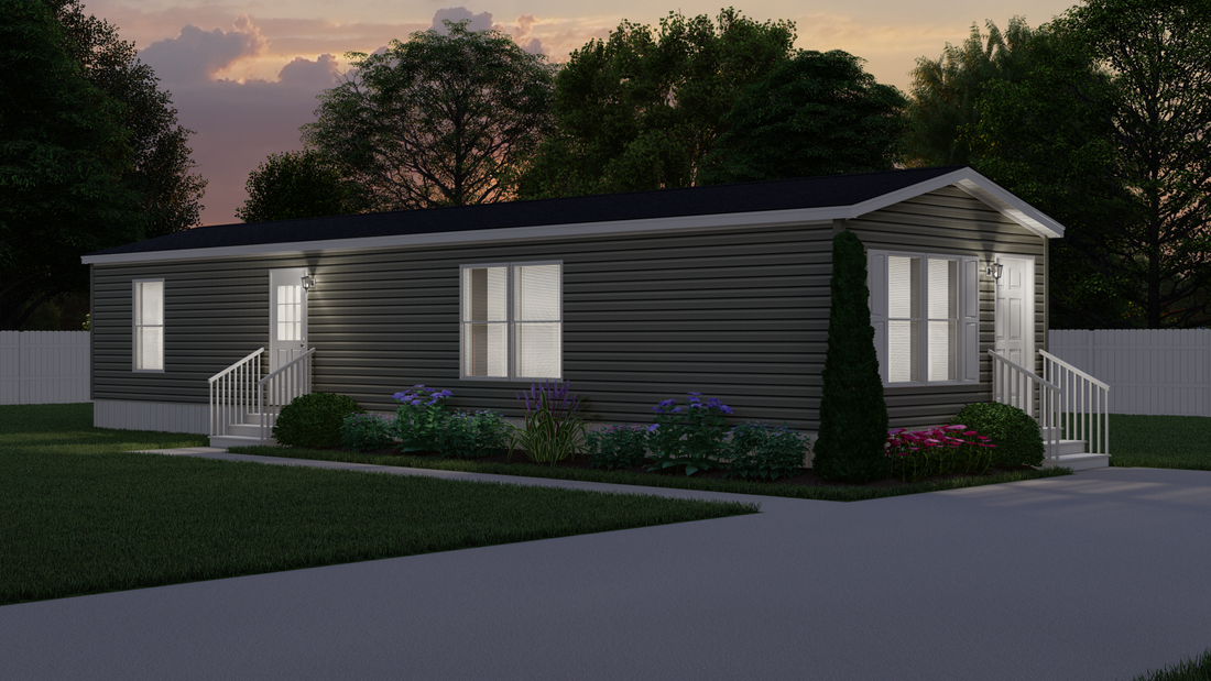 The FRANKLIN 5616-706 Exterior. This Manufactured Mobile Home features 2 bedrooms and 1 bath.