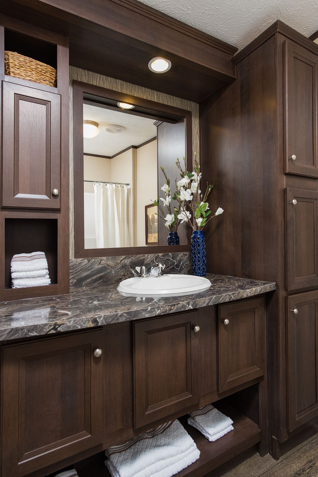 The ADIRONDACK 3628-236 Master Bathroom. This Manufactured Mobile Home features 2 bedrooms and 1 bath.