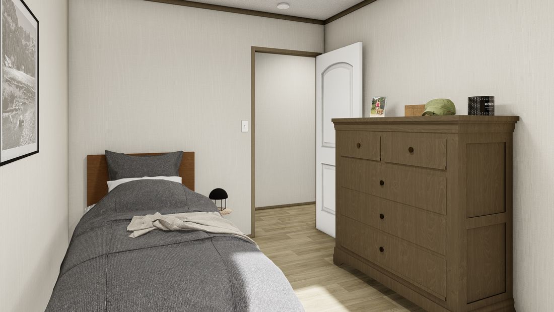 The VOYAGE Guest Bedroom. This Manufactured Mobile Home features 3 bedrooms and 2 baths.