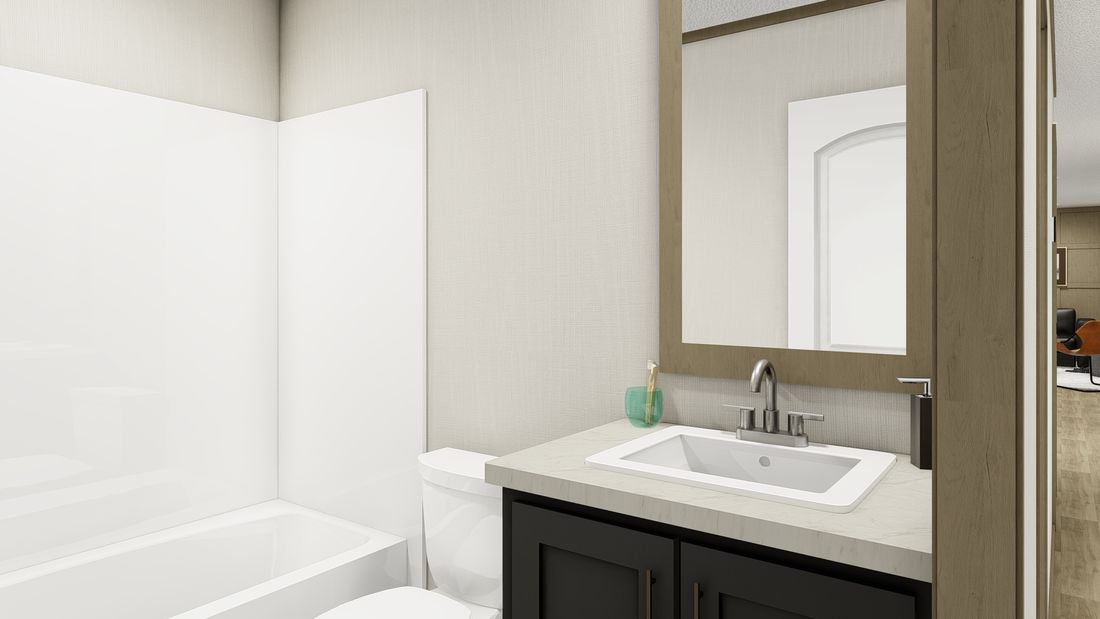 The VOYAGE Guest Bathroom. This Manufactured Mobile Home features 3 bedrooms and 2 baths.